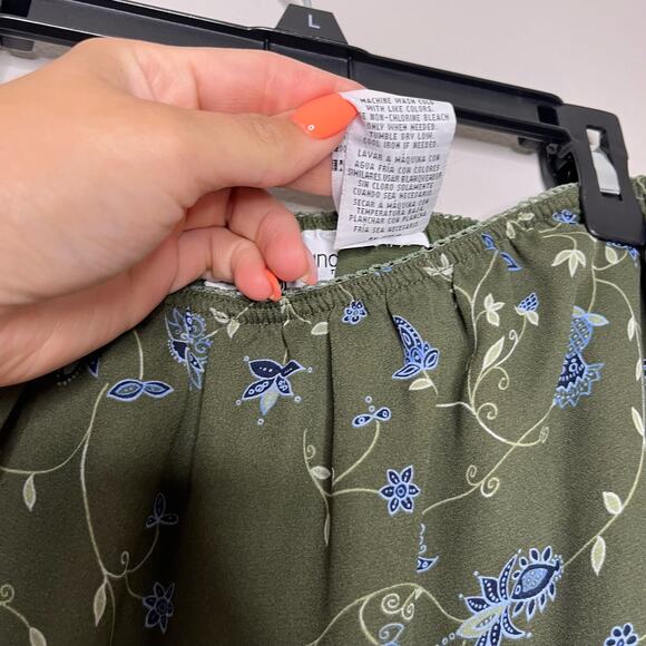 Y2K Milkmaid Fairycore Grandmacore Floral Green & Blue Flowy Skirt Medium - Picture 7 of 7